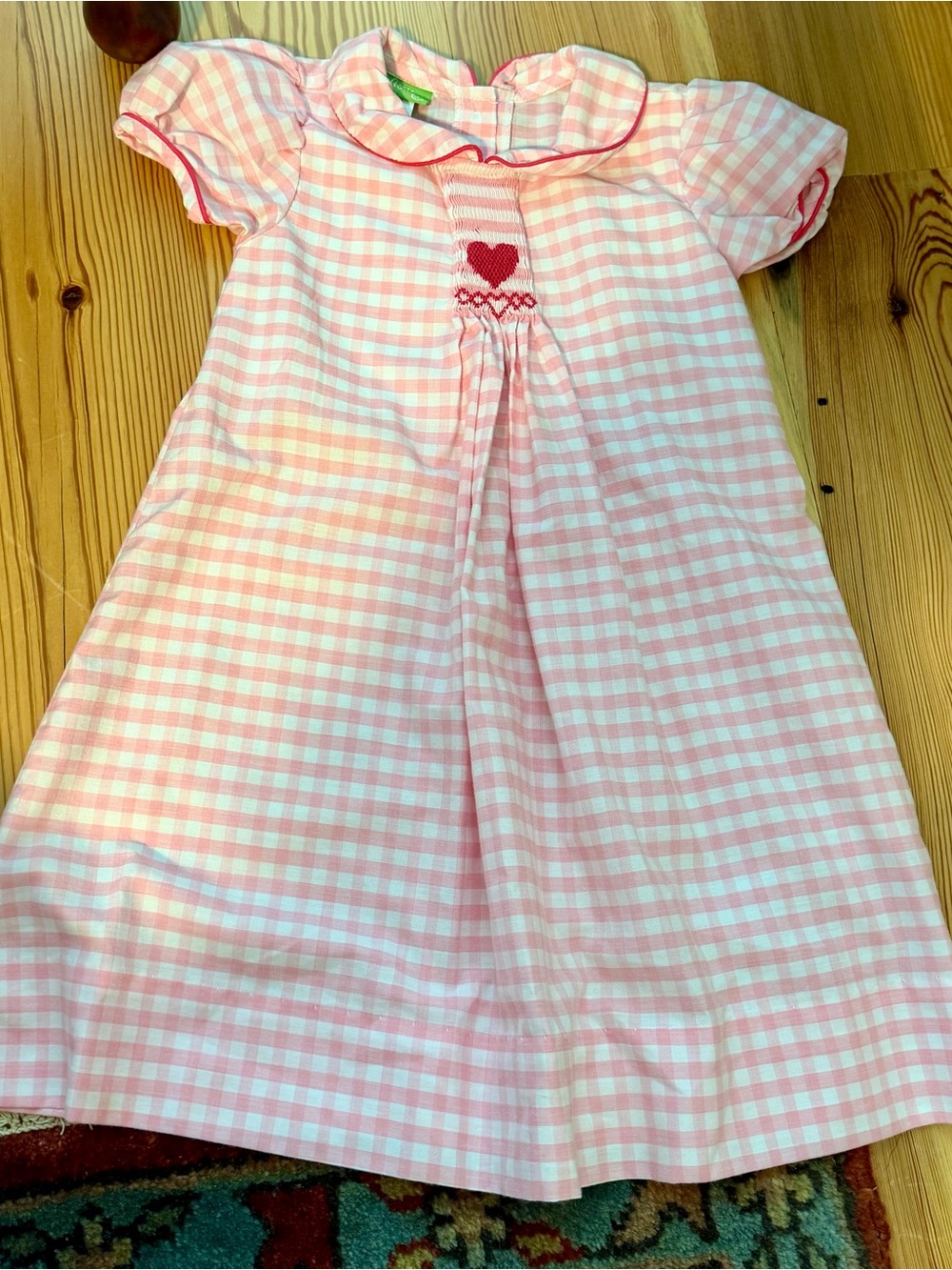 Pink Gingham Heart Smocked Dress